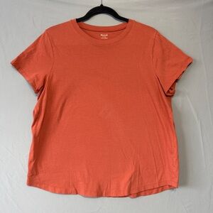 Madewell Womens CottonCrewneck Tee Size XL Orange Basic Layers Short Sleeve